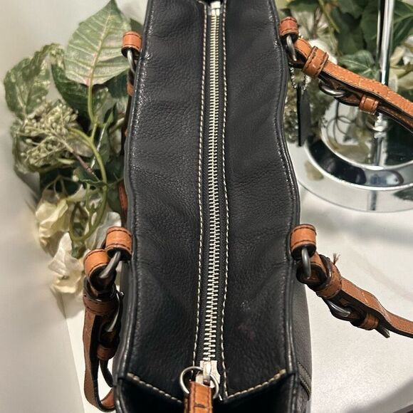 Coach Chelsea Tote Shoulder Bag Womens Medium Black Pebbled Leather Double Strap - Picture 11 of 15